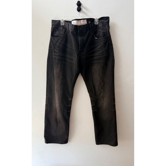 Akoo Other - Akoo Mens Faded Black Studded Embroidered Streetwear Denim Jeans Size 40x33